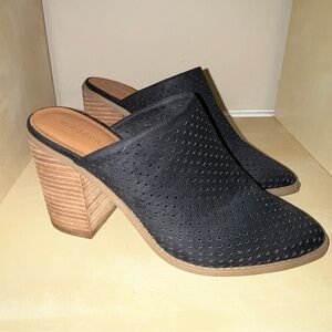 Madden Girl Heeled Mules Perforated Upper  Leather Womens Size 6 Block 3" Heel